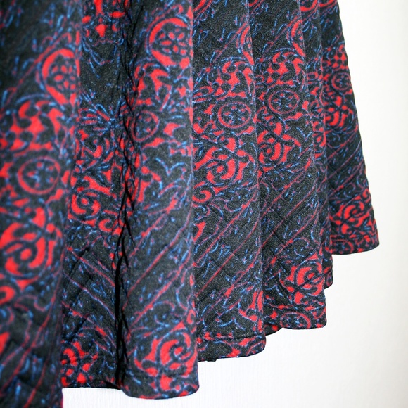 Quilted Black & Red Baroque Print Skater Dress - Picture 3 of 8